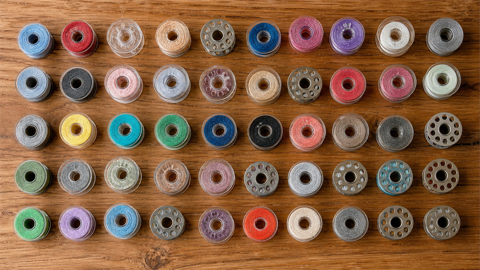 Collection de canettes de machine à coudre métal et plastique
