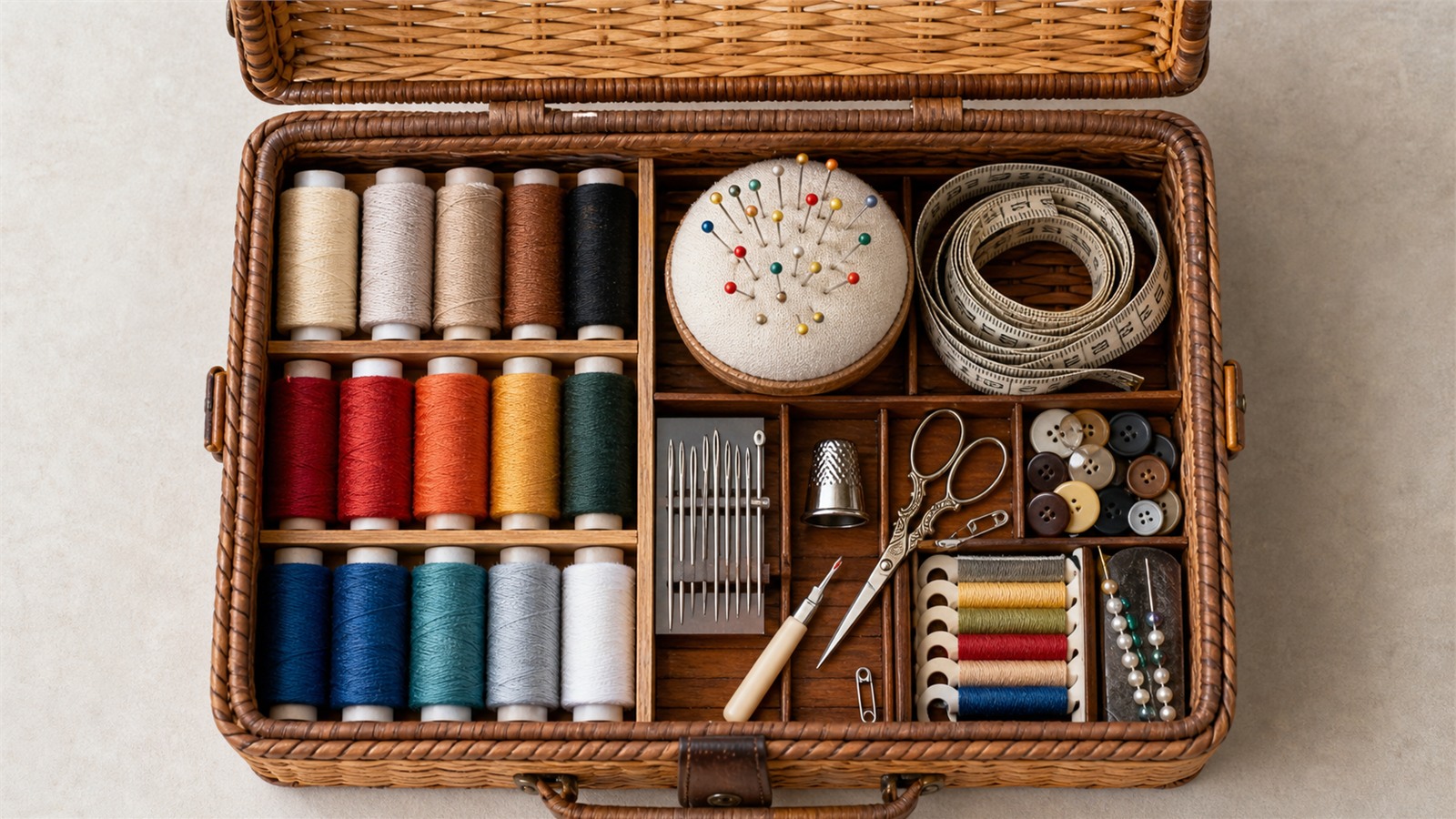 Boîte à couture bien organisée